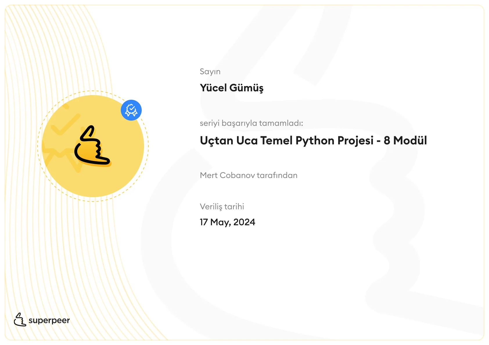Full Stack Python Project certificate