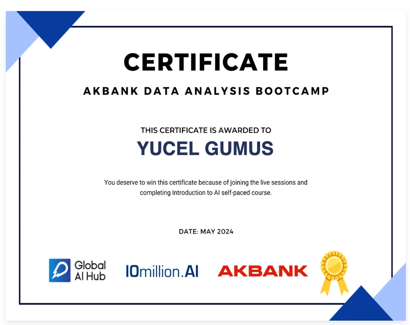 Veri Analizi certificate